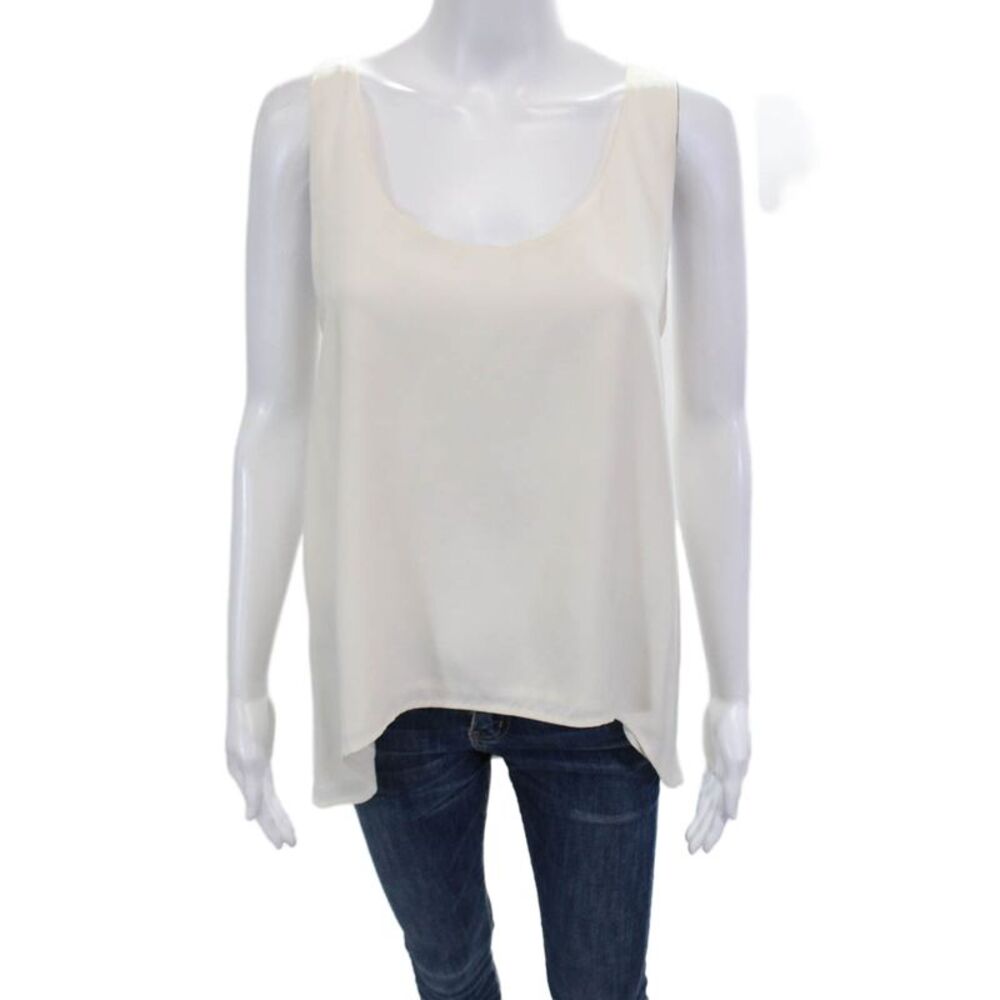 Frame Shirt Womens Scoop Neck Boxy Silk Tank Top White Size Medium